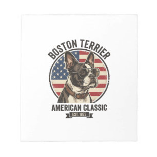 Boston Terrier Amerikaanse Klassieke Hond Vlag Zon Notitieblok