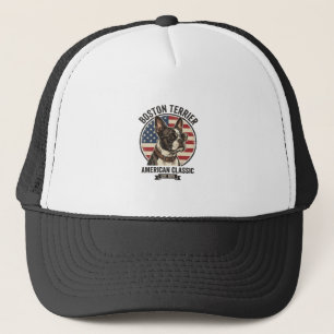 Boston Terrier Amerikaanse Klassieke Hond Vlag Zon Trucker Pet