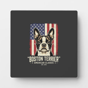 Boston Terrier Amerikaanse Klassieke Vlag Fotoplaat