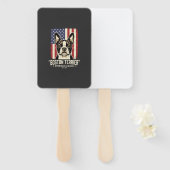 Boston Terrier Amerikaanse Klassieke Vlag Handwaaier (Voorkant en achterkant)