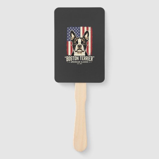 Boston Terrier Amerikaanse Klassieke Vlag Handwaaier (Voorkant)