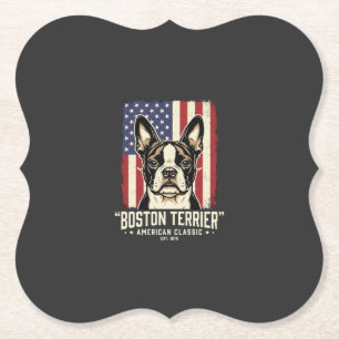 Boston Terrier Amerikaanse Klassieke Vlag Kartonnen Onderzetters