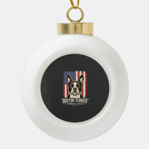 Boston Terrier Amerikaanse Klassieke Vlag Keramische Bal Ornament