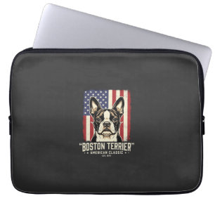 Boston Terrier Amerikaanse Klassieke Vlag Laptop Sleeve