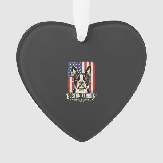 Boston Terrier Amerikaanse Klassieke Vlag Ornament (voorkant)