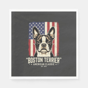 Boston Terrier Amerikaanse Klassieke Vlag Servet