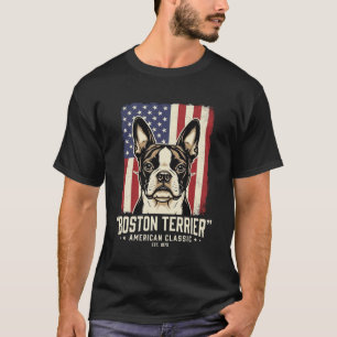 Boston Terrier Amerikaanse Klassieke Vlag T-shirt