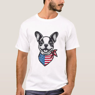 Boston Terrier Amerikaanse Vlag Bandana Hond Patri T-shirt