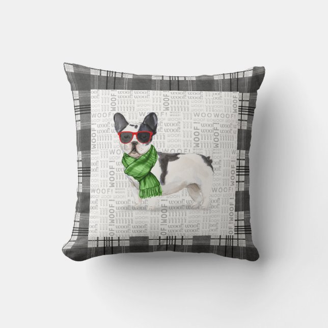 Boston Terrier and Pset Kerstmis Throw Pillo Kussen (Voorkant)