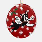 Boston Terrier Angel Cartoon Snowflakes Keramisch Ornament (Links)