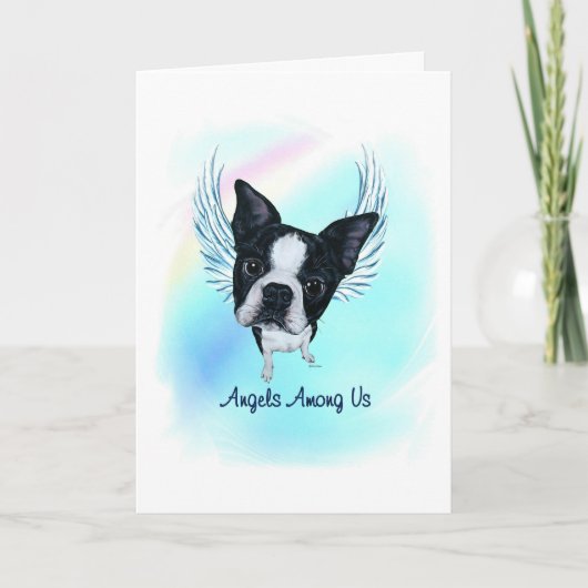 Boston Terrier Angel Dog Pet verliest sympathieke  Bedankkaart (Voorkant)