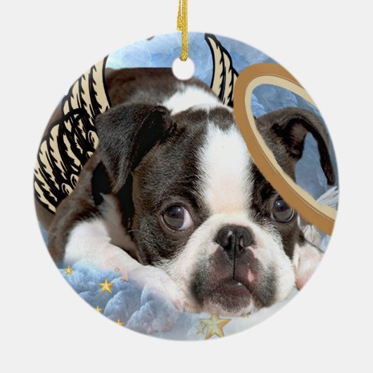 Boston Terrier Angel Ornament (Achterkant)