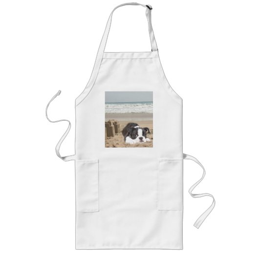 Boston Terrier Apron Sandcastles Lang Schort (Voorkant)