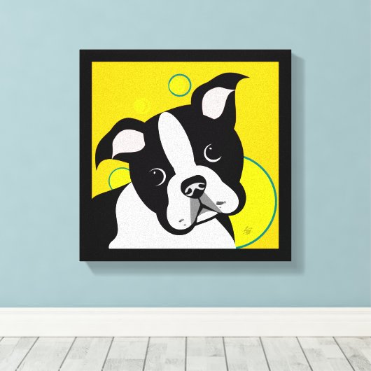 Boston Terrier Art Canvas Print (Insitu (Houten vloer))