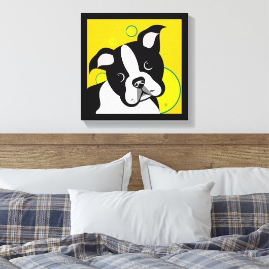 Boston Terrier Art Canvas Print (Insitu (Slaapkamer))