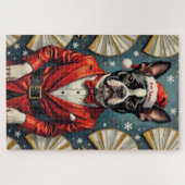 Boston Terrier Art Deco Kerst Tuxedo Hoed Legpuzzel (Horizontaal)