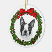 Boston Terrier Art van Glenda S. Harlan Keramisch Ornament (Links)