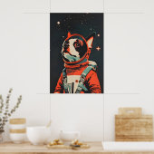Boston Terrier Astronaut Poster, Boston Terrier Poster (Keuken)