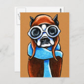 Boston Terrier Aviator Briefkaart (Voorkant / Achterkant)