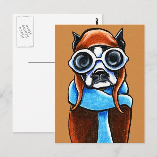 Boston Terrier Aviator Briefkaart (Voorkant / Achterkant)