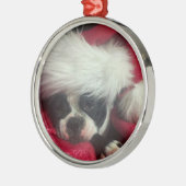 Boston Terrier-(awake-kerstornament) Metalen Ornament (Links)