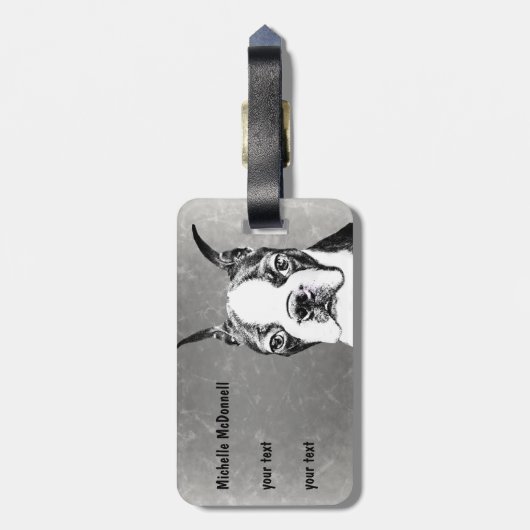 Boston Terrier Bagagelabel (Achterkant verticaal)