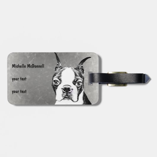 Boston Terrier Bagagelabel (Achterkant horizontaal)