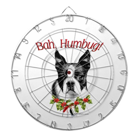 Boston Terrier Bah Humbug Dartbord (Voorkant)