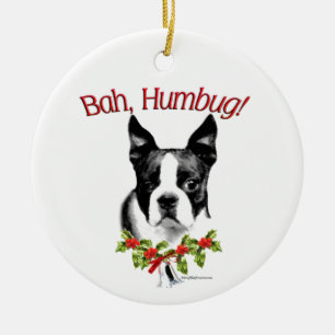 Boston Terrier Bah Humbug Keramisch Ornament