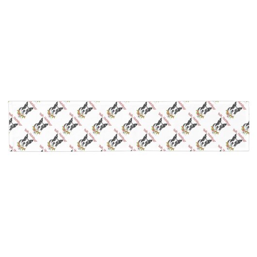 Boston Terrier Bah Humbug Korte Tafelloper (Horizontaal)