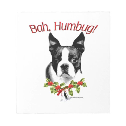 Boston Terrier Bah Humbug Notitieblok (Voorkant)
