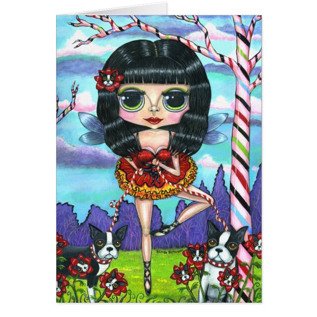 Boston Terrier Ballet Ballerina Fairy Big Eyes (Voorkant)