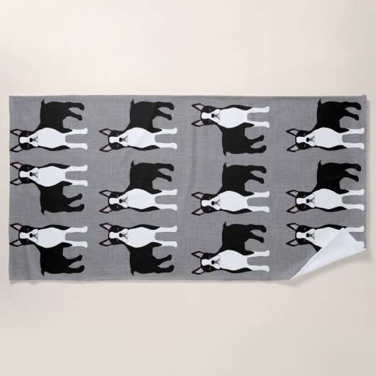Boston Terrier Beach Towel Strandlaken (Voorkant)