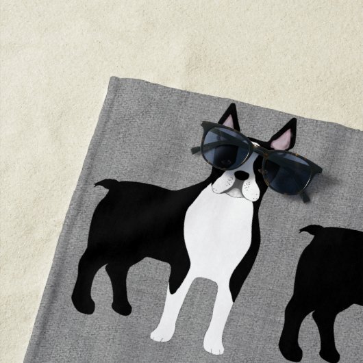 Boston Terrier Beach Towel Strandlaken (In situ)