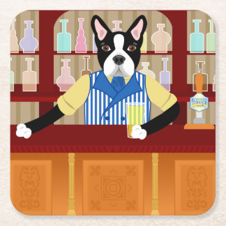 Boston Terrier Beer Pub Kartonnen Onderzetters