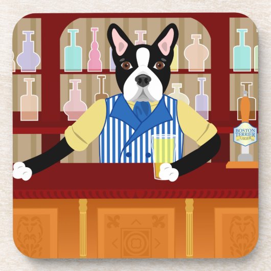 Boston Terrier Beer Pub Onderzetter (Voorkant)