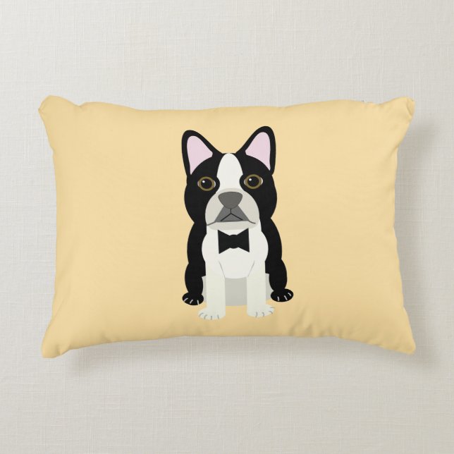 Boston Terrier beige Accent Kussen (Voorkant)