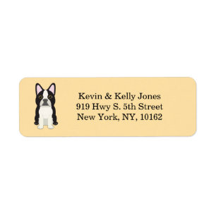 Boston Terrier beige Etiket