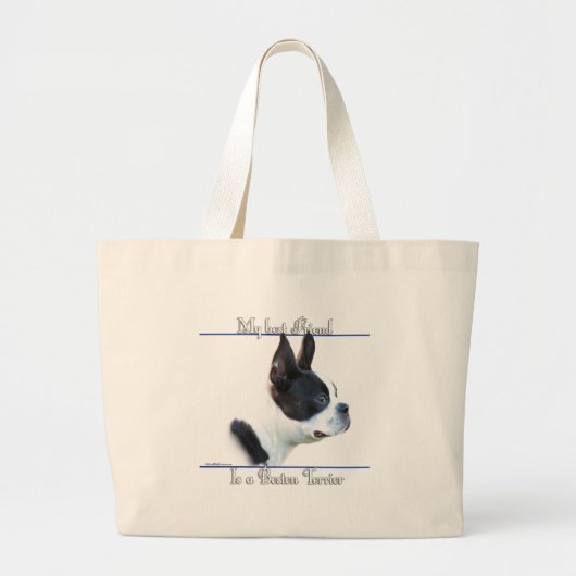 Boston Terrier Beste Vriend 2 Grote Tote Bag (Voorkant)