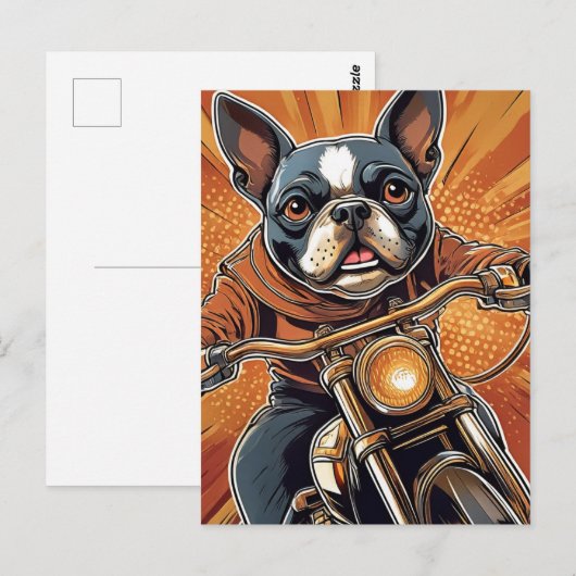 Boston Terrier Biker Briefkaart (Voorkant / Achterkant)