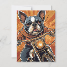 Boston Terrier Biker Briefkaart