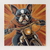 Boston terrier Biker puzzel Legpuzzel (Verticaal)