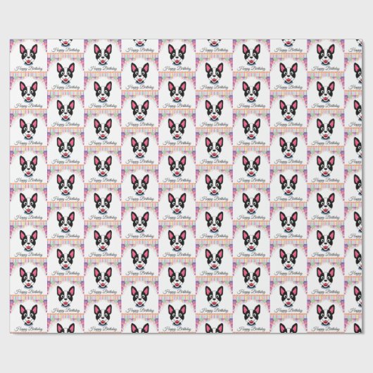 Boston Terrier Birthday Cadeaupapier (Vlak)