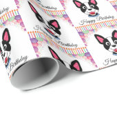 Boston Terrier Birthday Cadeaupapier (Rol Hoek)