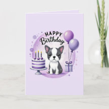 Boston Terrier Birthday Card