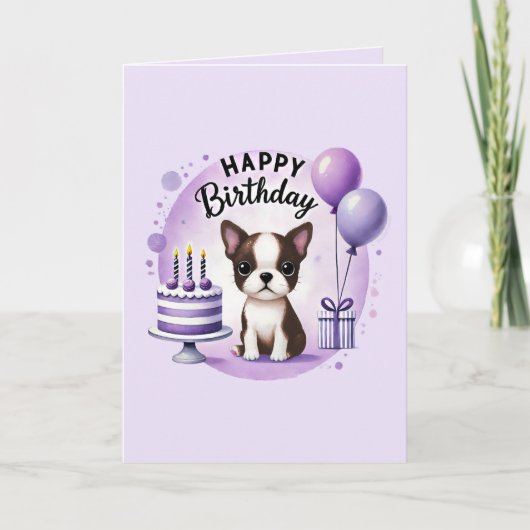 Boston Terrier Birthday Card Feestdagen Kaart (Voorkant)