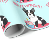 Boston Terrier Birthday Gift Wrap Cadeaupapier (Rol Hoek)