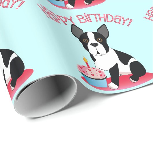 Boston Terrier Birthday Gift Wrap Cadeaupapier (Rol Hoek)