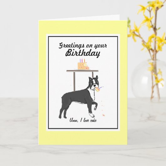 Boston Terrier Birthday-kaart Kaart (Gele Bloem)