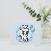 Boston Terrier Birthday Postc– Cute Dog Greeting C Briefkaart (Staand voorkant)
